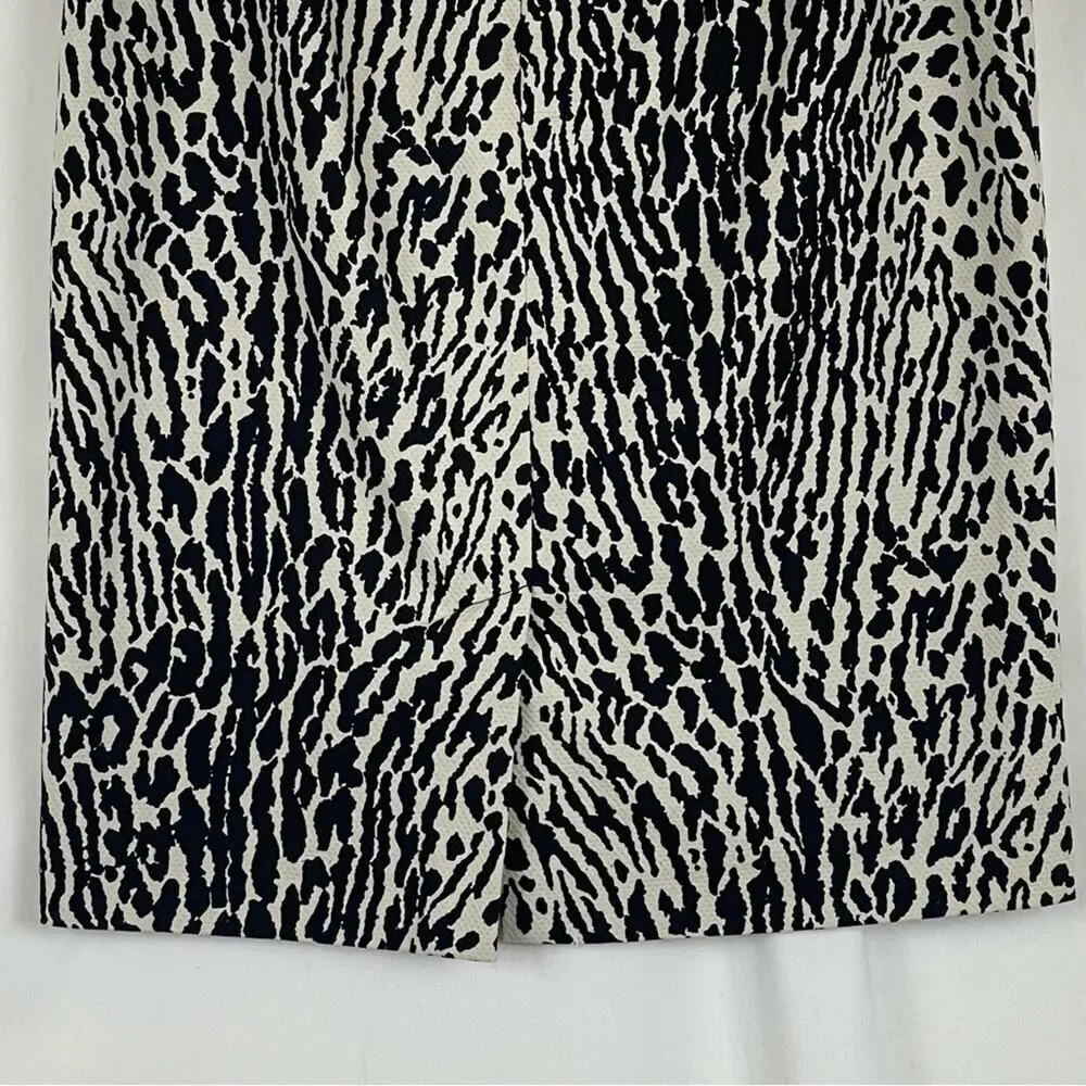 Talbots Black Cream Animal Print Pencil Skirt NWOT Size 6